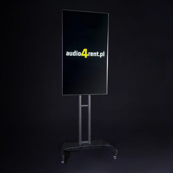 wynajem telewizora 55 cali pionowy ekran reklamowy na statywie mobilnym do eventów targów prezentacji